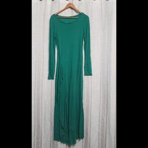 BCBG Maxazria Green Long Sleeve Maxi Asymmetric Dress Size Large